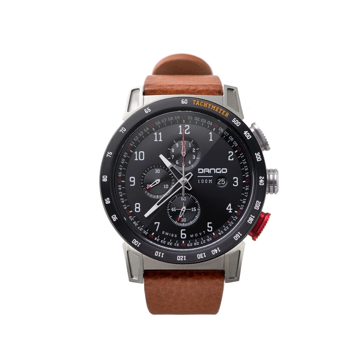 CR-01 - Chrono Watch with Italian Leather Strap - Whiskey Brown